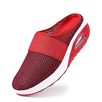 Air Cushion Slip-On Walking Shoes Orthopedic Diabetic Walking Shoes, WomenAir Cushion Slip-On Walking Shoes, Breathable with Arch Support Knit Mesh Walking for Women (Red,6)