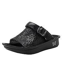 Alegria Womens Klover - Leather Adjustable Slide - Timeless Comfort, Arch Support and Stylish Women's Shoe for Easy Step In - Slip-Resistant - Nursing and Healthcare Professionals