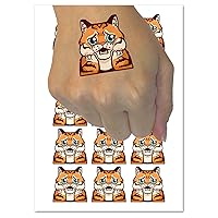 Distressed Striped Cat Looks Worried Temporary Tattoo Water Resistant Fake Body Art Set Collection - 15 2