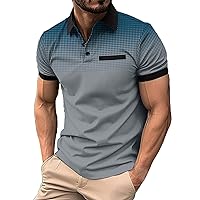 Mens Athletic Golf Polo Shirts Short Sleeve Button Down Tops Blouse Classic Fit Gym Muscle Tees Sports Workout Shirts