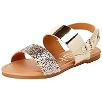 bebe Girls’ Sandals – Kids’ 2 Strap Open Toe Sandals – Cute Glittery Sandals – Summer Shoes for Toddlers and Girls