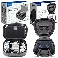 sisma Charging Cords Chargers Travel Organizer (Grey) + PS5 DualSense Wireless Controller Travel Case (Black)