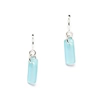 Sea Glass Murmur Earrings (Aqua) - Sterling French Wire Beach Earrings for Women by EcoSeaCo, using recycled and sustainable material. Handmade in the USA