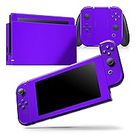 Compatible with Nintendo Switch Console + Joy-Con - Skin Decal Protective Scratch-Resistant Removable Vinyl Wrap Cover - Solid Purple
