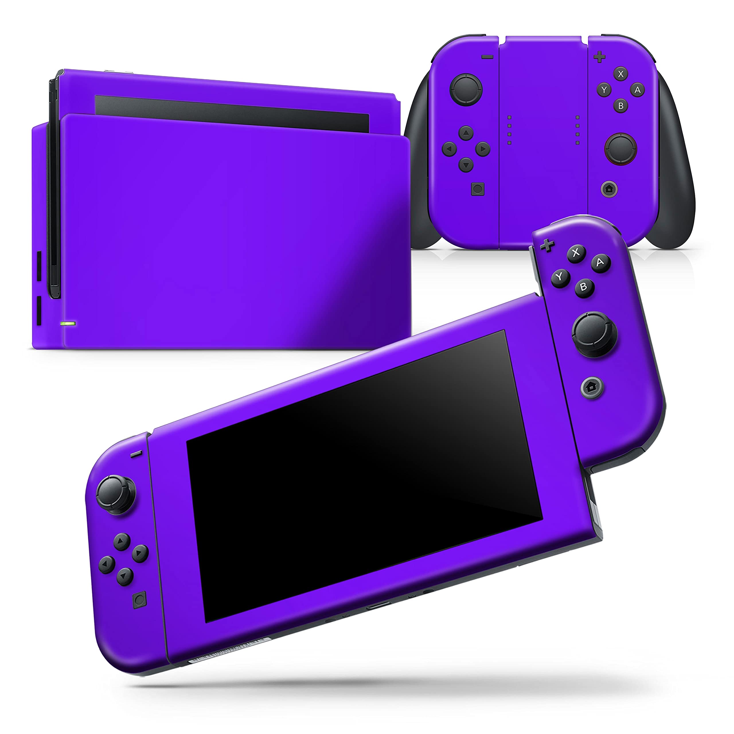 Design Skinz - Compatible with Nintendo Switch OLED Console Bundle - Skin Decal Protective Scratch-Resistant Removable Vinyl Wrap Cover - Solid Purple