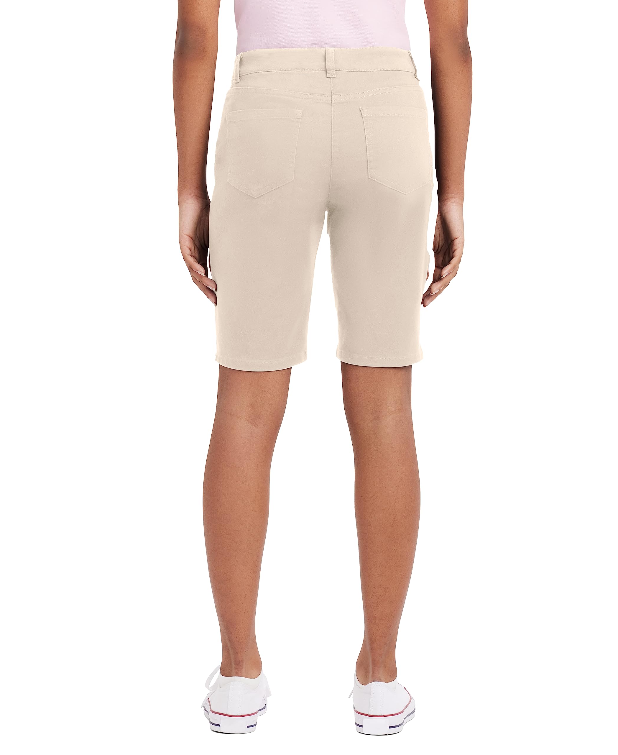 IZOD Juniors Uniform Bermuda Shorts, Skinny Style with Hook & Eye Closure, Stretch Twill Fabric
