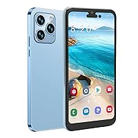 I14pro Max Unlocked Smartphone, 6.1in 4GB RAM 64GB ROM Dual SIM 4G Network Mobile Phone, Face ID Unlocked Cellphone for Android 11 4000mah Battery (Blue)