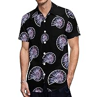 Ammonite Space Hawaiian Shirt for Men Short Sleeve Button Down Summer Tee Shirts Tops