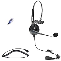 FortiFone & Talkswitch Phones Headset for Professional Call Center & Office, Noise Canceling & HD Voice Quality, Flexible & Rotatable Microphone Boom, Tangle-Less Bottom Quick Disconnect Cord