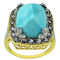 Turquoise Cushion Shape 13.08 Carat Natural Earth Mined Gemstone 14K Yellow Gold Ring Unique Jewelry for Women & Men