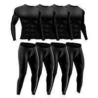 Hicarer 4 Pcs Men's Athletic Compression Set Long Sleeve Shirts Pants Quick Dry Gym Clothes Top Bottom Workout Set for Sports