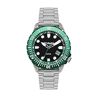 Columbia Timings Pacific Outlander Black and Green 3-Hand Date with Stainless Steel Bracelet