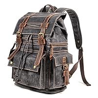 Canvas Vintage Backpack for Men Women, Casual Daypack Large Capacity for Travel Hiking Camping Weekends Rucksack