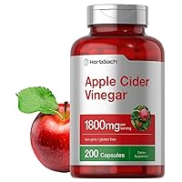 Horbaach Apple Cider Vinegar Capsules | 1800mg | 200 Pills | Non-GMO, Gluten Free Supplement