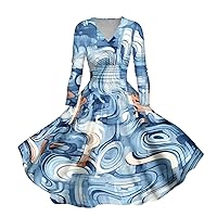 Women's Dresses Holiday Casual Fashion Printed Long Sleeve V-Neck Sexy Dress Outfits for 2023, S-5XL
