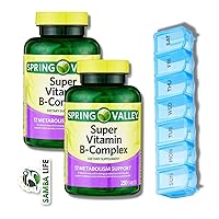 Spring Valley - Super Vitamin B-Complex, Metabolism Support, 250 Count Bundled Weekly Pill Planner and Organizer (2)