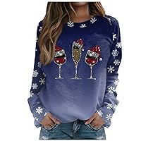 Plus Size Christmas Tops Crew Neck Oversized Sweatshirt Casual Long Sleeve Sexy Pullover Tops Teen Girl Shirts