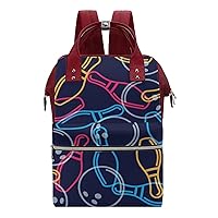 Bowling Ball Bowling Pins Multifunction Diaper Bag Backpack Large Capacity Travel Back Pack Waterproof Mommy Bags