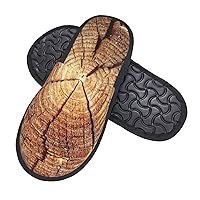 Fuzzy Slippers for Men Women Foam Slippers Wood Grain Pattern House Winter Warm Shoes for Outdoor Indoor