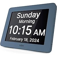 Robin Clock 2024 with Day and Date for Elderly, Clocks for Seniors, Dementia Clock, Digital Calendar Clock Elderly, Bedside Clocks Seniors, Alzheimers Products, Dementia Clocks Extra Large, Winter Day