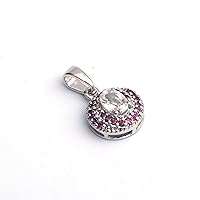 925 Sterling Silver Zircon Pink Garnet Gemstone Pendant | Hallmarked Jewellery | Handmade Gifts For Girls, Women