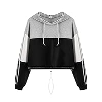 SweatyRocks Women's Casual Long Sleeve ColorBlock Pullover Sweatshirt Crop Top