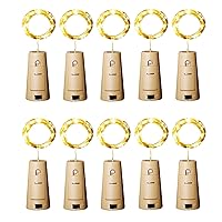 Aluan Wine Bottle Lights with Cork, 12 LED 10 Pack Fairy / String Lights Waterproof Battery Operated for Jar Party Wedding Christmas Festival Bar Decoration, Warm White