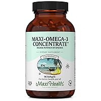 Maxi Health Omega-3 Fatty Acids Concentrate - Fish Oil - 2000Mg - 90 Gel Capsules - Kosher