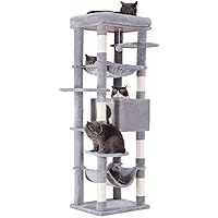 Heybly Cat Tree for Large Cats 20 lbs Heavy Duty,69 inches XXL Cat Tower for Indoor Cats,Multi-Level Cat Furniture Condo for Cats with Big Padded Plush Perch,Cozy Basket HCT031W