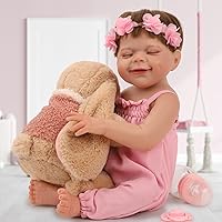 Reborn Baby Dolls, Realistic Silicone Full Body Real Life Baby Girl, Lifelike Reborn Babies with Feeding Kit & Gift Box for Kids Age 3+ (18 inch)