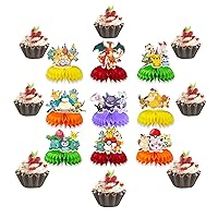 9Pcs Cartoon Anime Honeycomb Centerpieces Birthday Party Supplies, Cartoon Table Cupcake Toppers Decorations for Birthday Party, Cake Toppers Figures Photo Booth Props Anime Birthday Party Favors