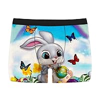 Mens Easter Bunny Boxer Briefs High Elastic Waist Underwear Trunk Soft Breathable Cute 3D Print Boxers Undershorts