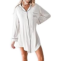 ModParty Mrs. Heart Sleep Shirt | Getting Ready Bride Outfit | Future Bride Pajama Wear | Button Down Night Gown | Bridal Shower, Engagement, & Wedding Gift Idea White