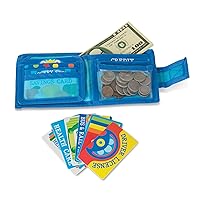 Melissa & Doug Pretend-to-Spend Toy Wallet With Play Money and Cards (45 pcs), Blue - FSC Certified