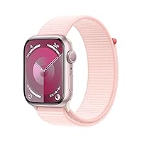 Apple Watch Series 9 (GPS, 45 mm) Smartwatch with Aluminium Case in Pink and Sport Loop Strap in Light Pink. Fitness Tracker, Blood Oxygen and ECG Apps, Always-On Retina Display, CO₂ Neutral