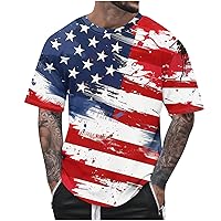 American Flag Tshirt Men Patriotic Short Sleeve Tee Tops Vintage USA Flag Bleached 4th of July Crewneck Tee Blouses