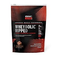 GNC AMP Wheybolic Ripped | Targeted Muscle Building and Workout Support Formula | Pure Whey Protein Powder Isolate with BCAA | Gluten Free | Chocolate Fudge | 9 Servings