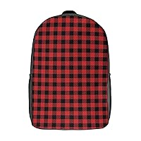 Buffalo Plaid Red Checkered Casual Backpack Fashion Shoulder Bags Adjustable Daypack for Work Travel Study