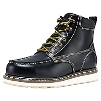 HISEA Work Boots for Men Steel/Soft Toe Boots,6‘’ Waterproof Slip Resistant Industrial & Construction Work Boots