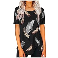 Womens Plus Size Tops,Summer Short Sleeve Shirt Round Neck Butterfly Printed Sexy Trendy Blouse T Shirt Tees