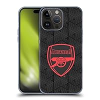 Head Case Designs Officially Licensed Arsenal FC Black Crest and Gunners Logo Soft Gel Case Compatible with Apple iPhone 15 Pro Max