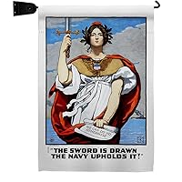 The Sword is Drawn Garden Flag Set Mailbox Hanger Armed Forces Navy USN Seabee United State American Military Veteran Retire House Banner Small Yard Gift Double-Sided, Made in USA
