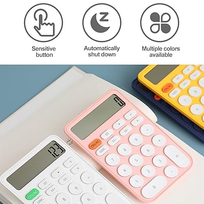 Pink Office Supplies for Women, Cute Desk Accessories, Benkaim Desk Calculator, Cute Small Calculator 12 Digit Basic Calculator with Large LCD Display and Sensitive Buttons