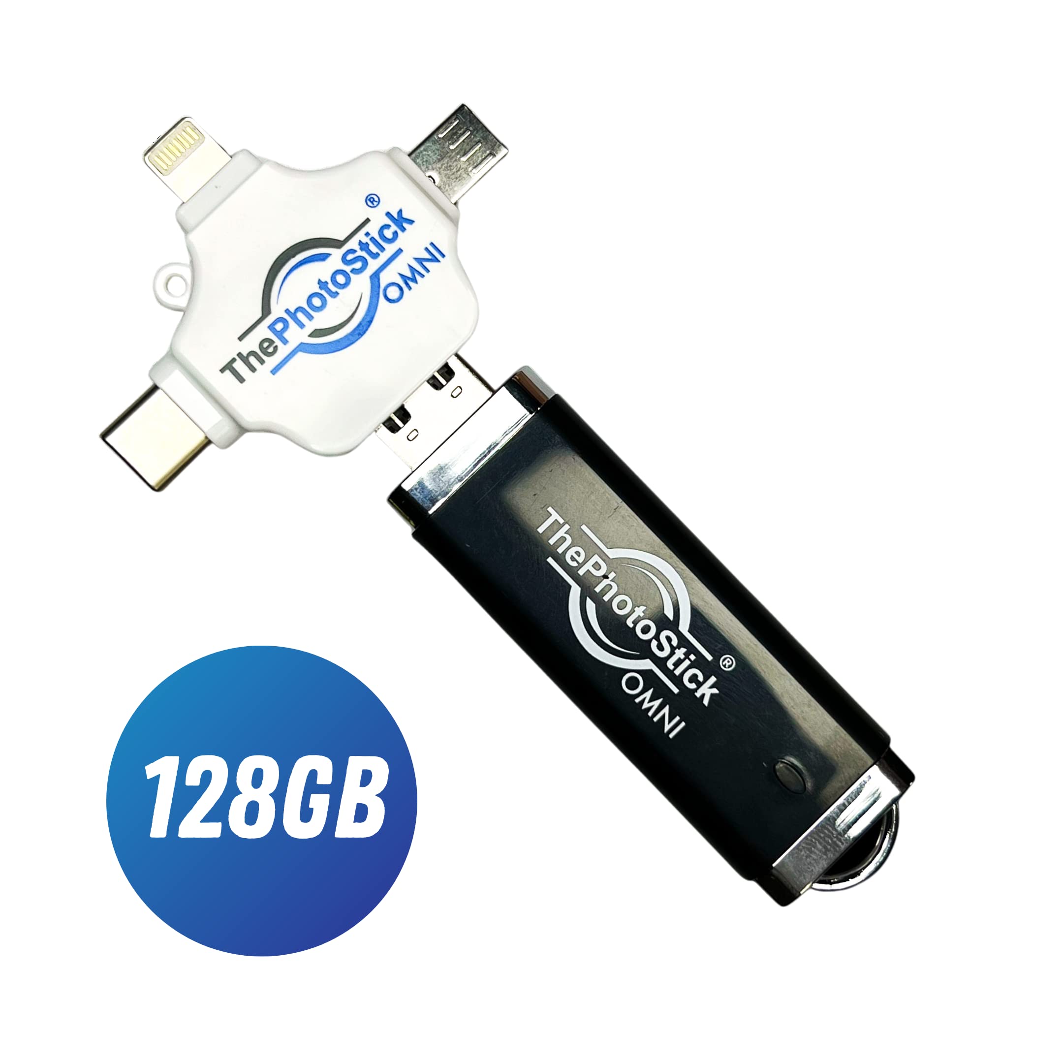 ThePhotoStick Omni 128GB - usb Effortless Photo and Video Backup for Apple, Android and Windows Devices, Computers