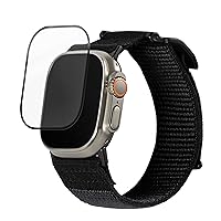 URBAN ARMOR GEAR UAG Active Watch Band Compatible with Apple Watch 49/45/44/42mm Graphite Bundle with Tempered Glass Shield Plus Screen Protector for Ultra 49mm