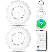 2 Pack,Key Finder,Bluetooth GPS Items Tracker with Holder & Keychains,IPX8 Waterproof Locator & Works with 'Apple Find My'(iOS only),Case Compatible with Airtag,Music Reminder for Kids,Pets,Keys-White