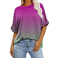 Women's Oversized T Shirts Short Sleeve Crewneck Summer Tops Casual Loose Fit Basic Tee Shirt 2024 Trendy Clothes