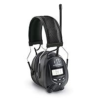 WALKER'S Digital AM/FM Radio Muff - 25dB Noise Reduction Rating Hunting Shooting Hearing Protection Electronic Earmuffs w/ Radio, MP3/CD Player Jack, 2 AAA Batteries Included