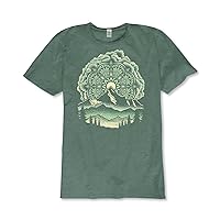Soul Flower Summit Solstice Mandala Organic Recycled Short Sleeve Unisex T-Shirt, Green Crew Neck Tee for Men and Women