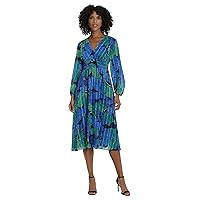 Maggy London Women's V-Neck Smocked Waist Dress Occasion Event Party Guest of